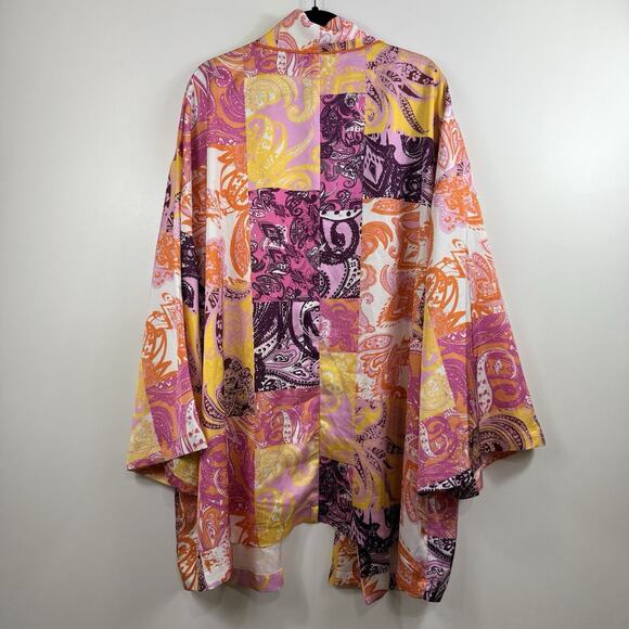 Eloquii New Patchwork Print Kimono Cardigan Robe Size 26/28 Colorful Boho Artsy - Picture 9 of 16